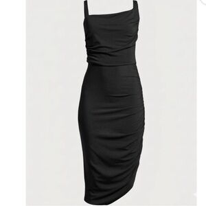 sofia by sofia vergara Black Ruched Side Dress